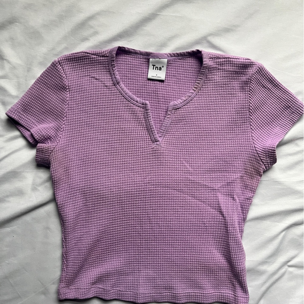 TNA Lavender Waffle Knit Tee - Picture 1 of 3